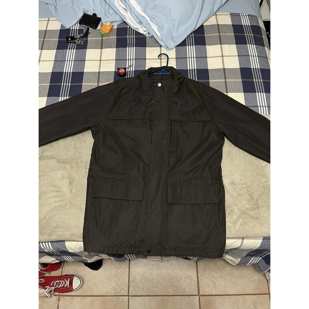 London Fog Coat Dark Brown Satin Lined Rain Wind All Weather Jacket